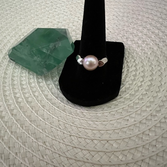 Beautiful.925 Silver Champagne Heart 9mm Pearl Ring - Picture 8 of 8